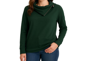 Soft Surroundings Green Cowl Neck Sweatshirt Size Small